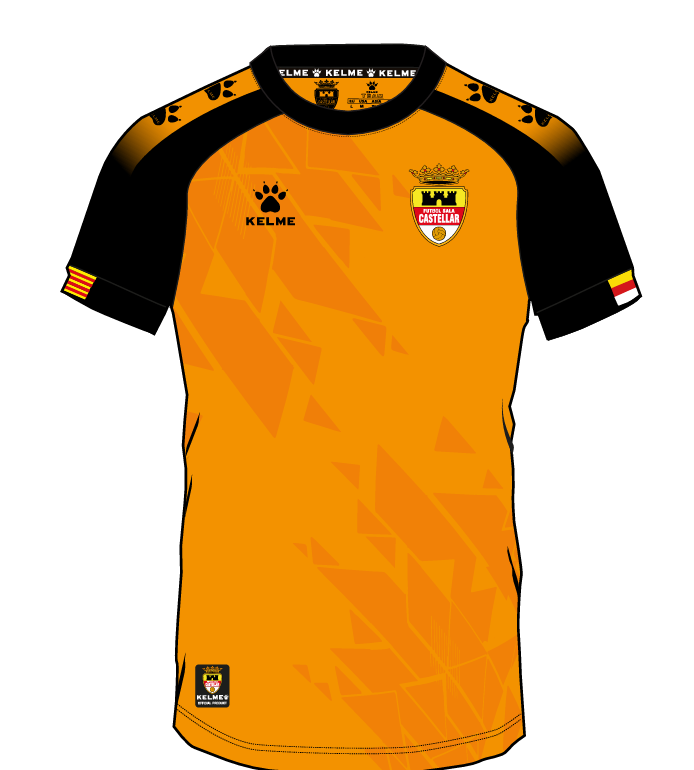 CAMISETA JUEGO CASTELLAR NARANJA Y NEGRO